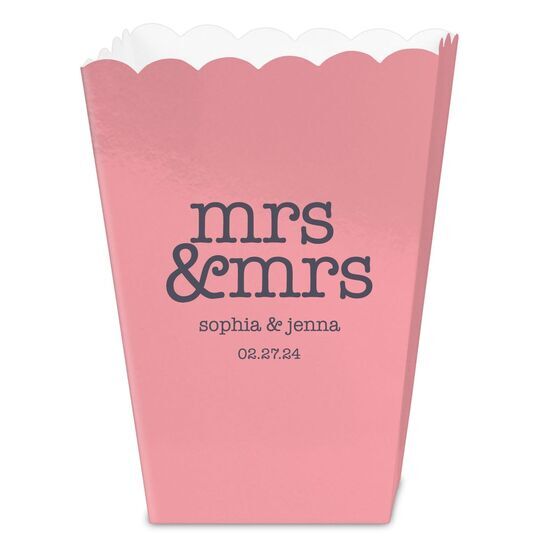 Stacked Happy Mrs & Mrs Mini Popcorn Boxes